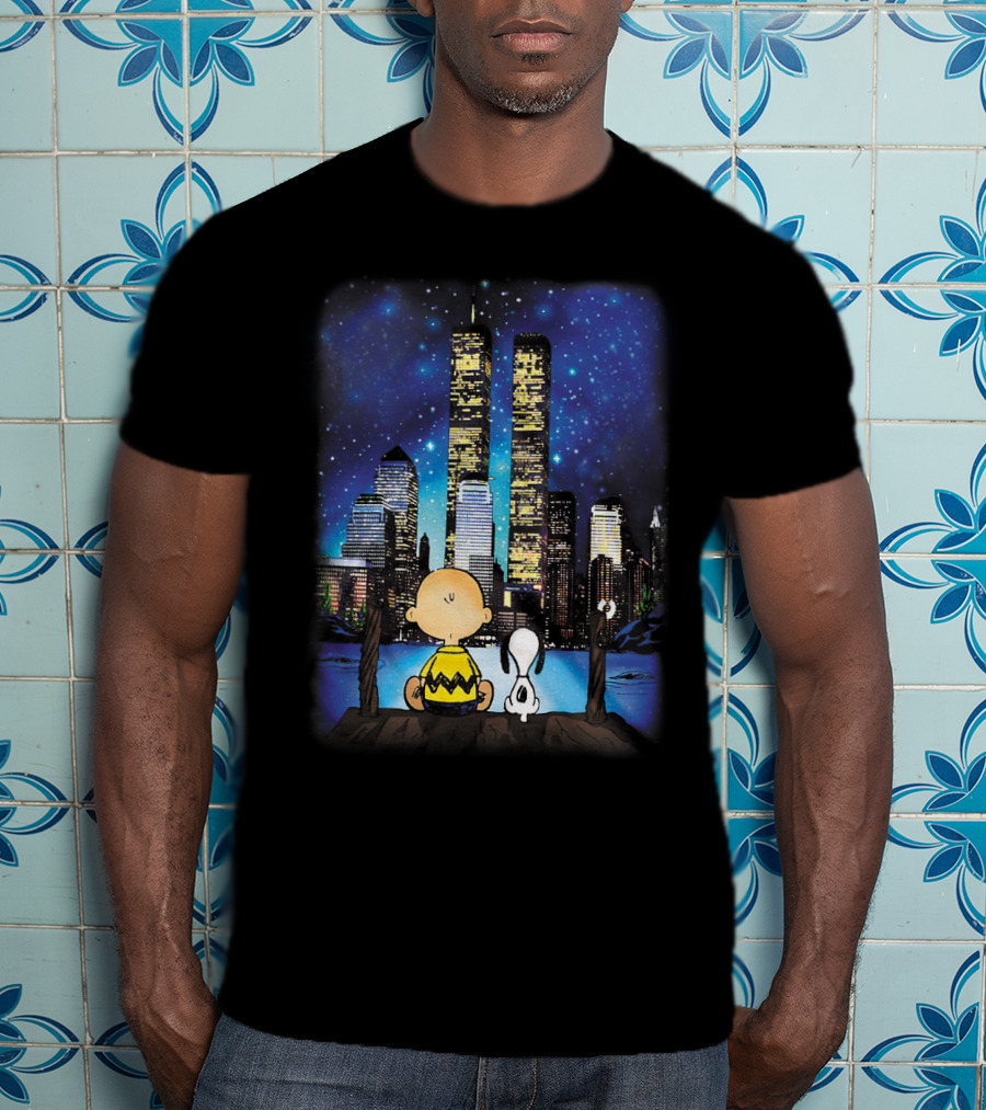 Always Remember Snoopy The Peanuts Movie Twin Towers Charlie Brown Night Sky T-Shirt