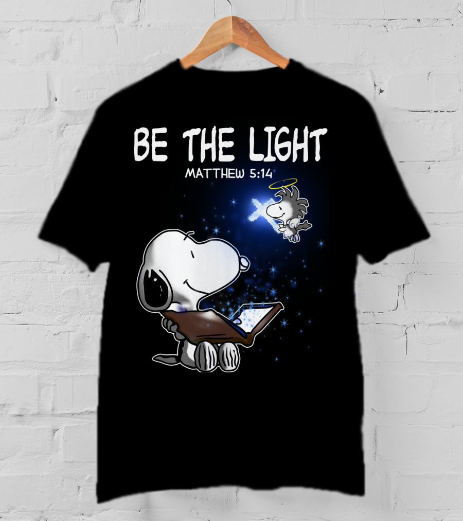 Be The Light Matthew 5:14 Snoopy The Peanuts Movie Woodstock Angel T-Shirt
