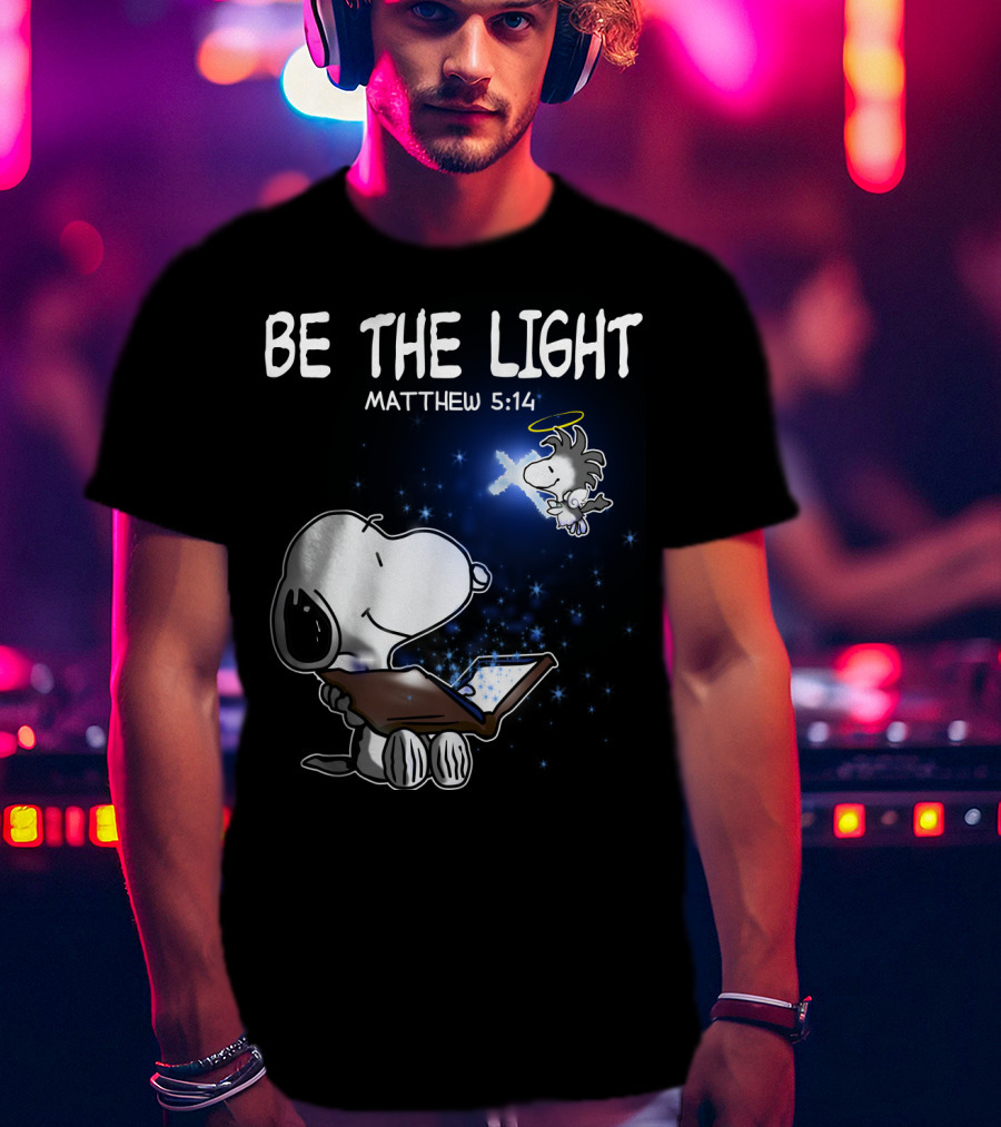Be The Light Matthew 5:14 Snoopy The Peanuts Movie Woodstock Angel T-Shirt