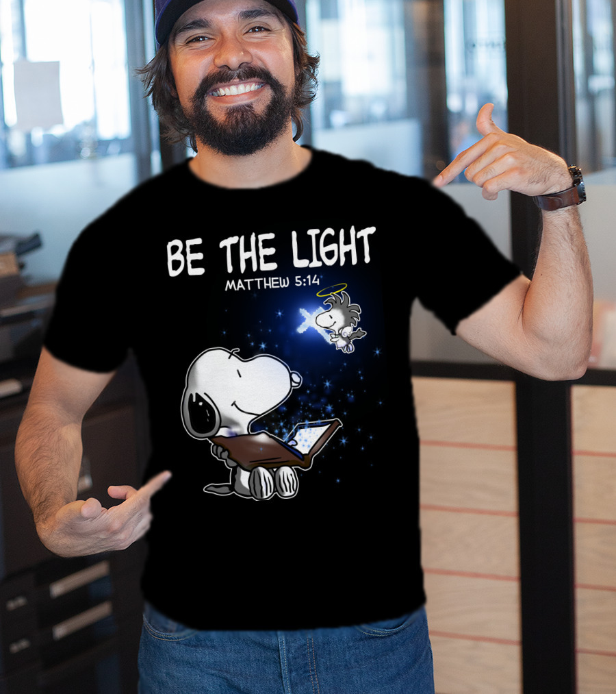 Be The Light Matthew 5:14 Snoopy The Peanuts Movie Woodstock Angel T-Shirt