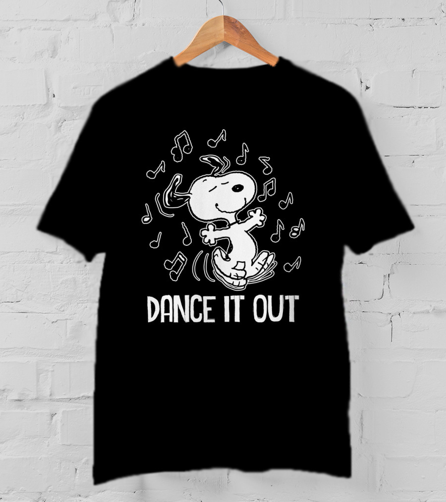 Snoopy Dancing To The Peanuts Movie Music Notes Dance It Out Everywhere T-Shirt