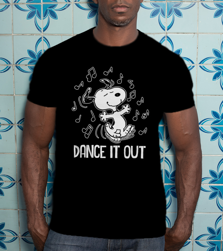 Snoopy Dancing To The Peanuts Movie Music Notes Dance It Out Everywhere T-Shirt