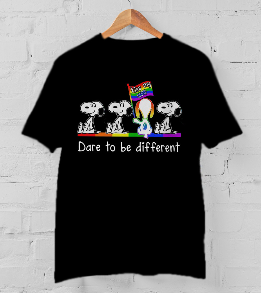 Dare To Be Different Kiss My Snoopy Peanuts Rainbow Flag T-Shirt