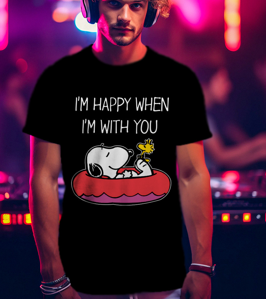 I'm Happy When I'm With You Snoopy And Woodstock Peanuts Float T-Shirt