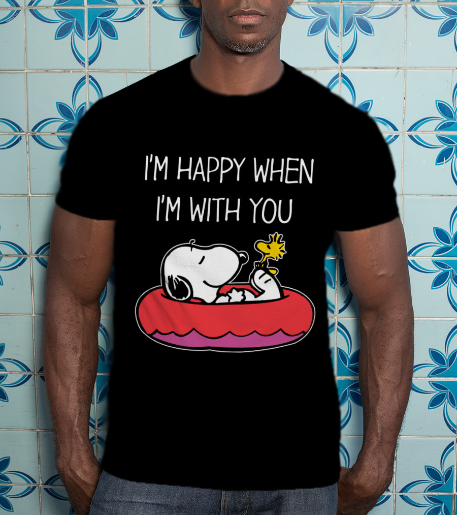 I'm Happy When I'm With You Snoopy And Woodstock Peanuts Float T-Shirt