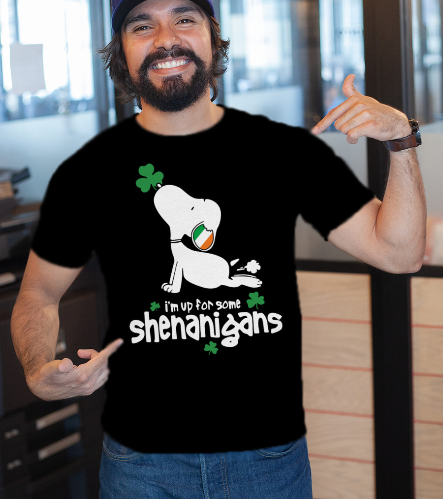 I'm Up For Some Shenanigans St Patrick Snoopy The Peanuts Movie T-Shirt