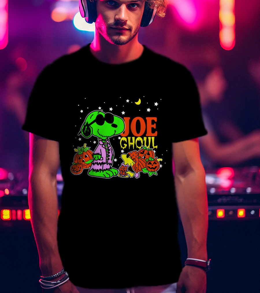 Joe Ghoul Halloween Snoopy Peanuts Pumpkins Moon Stars T-Shirt