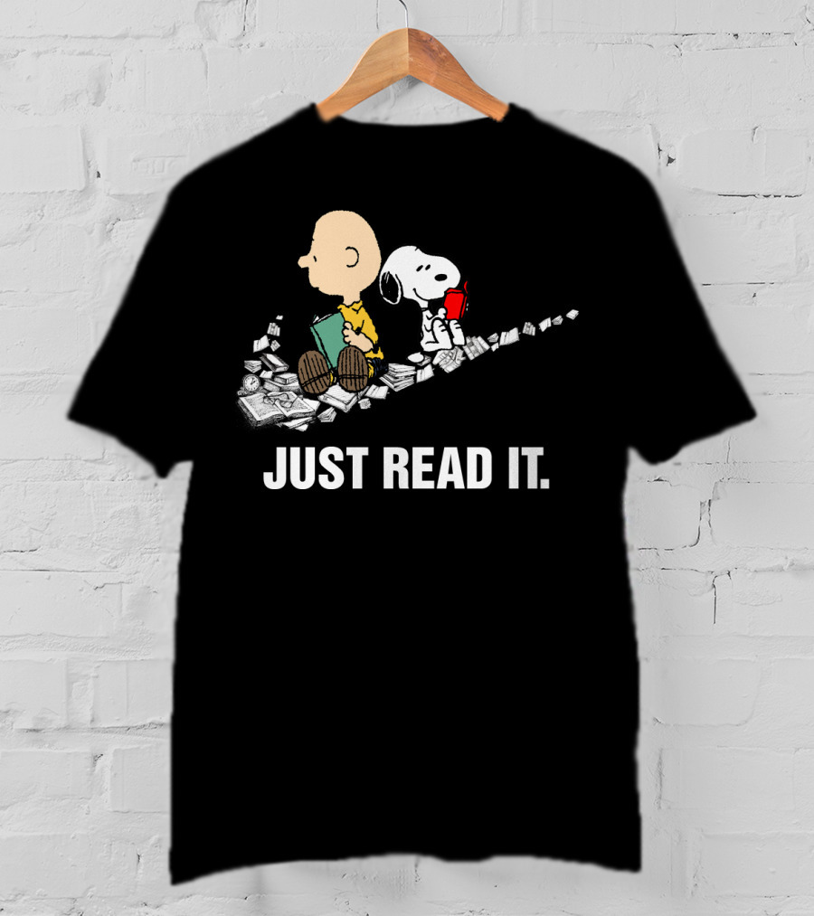 Just Read It Snoopy And Charlie Brown Peanuts Swoosh Books T-Shirt