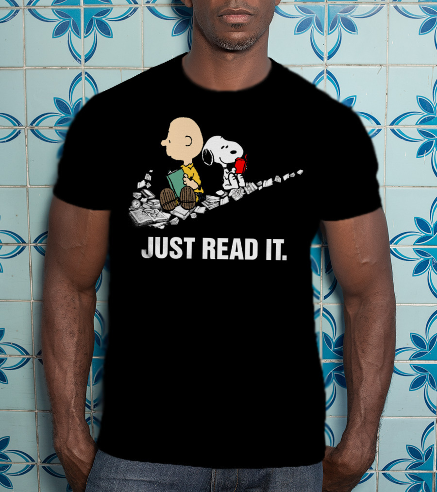 Just Read It Snoopy And Charlie Brown Peanuts Swoosh Books T-Shirt