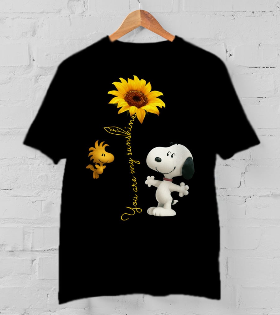 You Are My Sunshine Hippie Snoopy Woodstock Sunflower Peanuts Movie T-Shirt