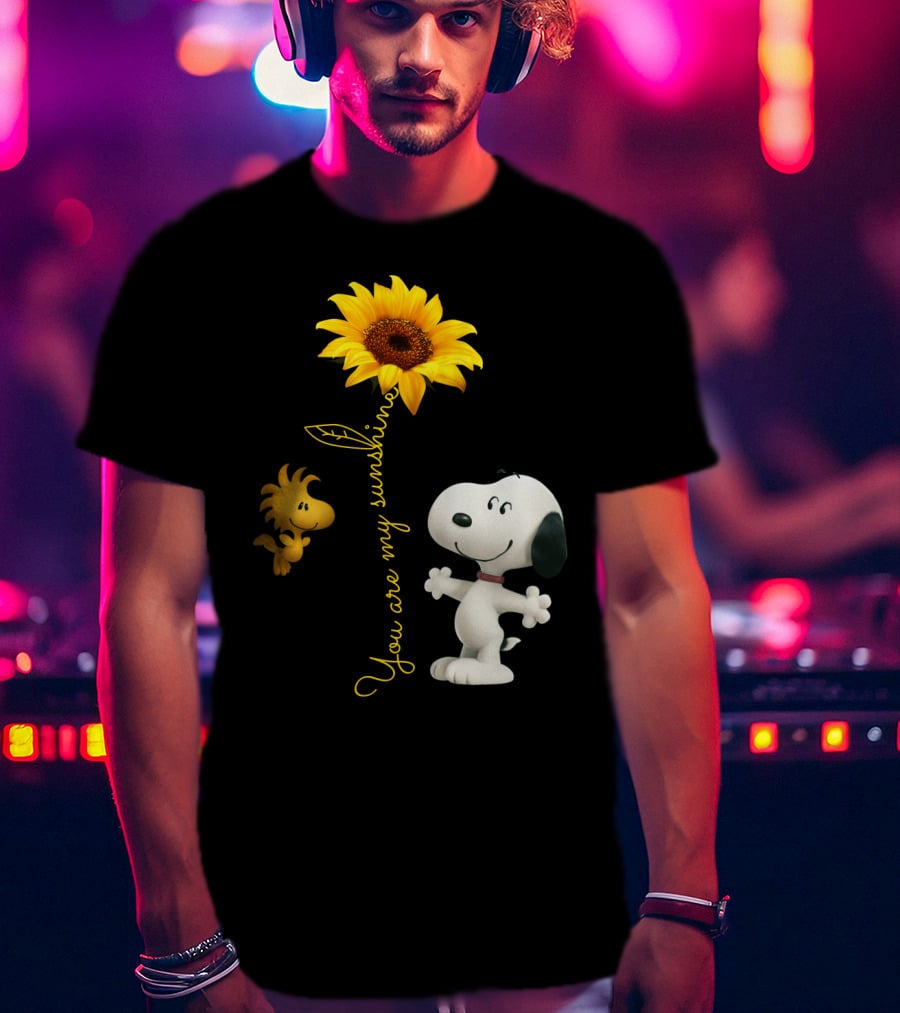 You Are My Sunshine Hippie Snoopy Woodstock Sunflower Peanuts Movie T-Shirt
