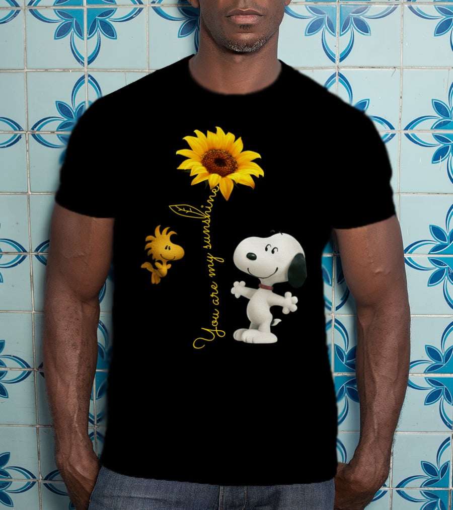You Are My Sunshine Hippie Snoopy Woodstock Sunflower Peanuts Movie T-Shirt