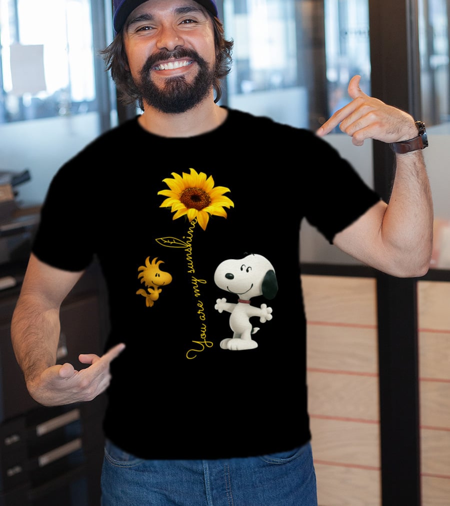 You Are My Sunshine Hippie Snoopy Woodstock Sunflower Peanuts Movie T-Shirt