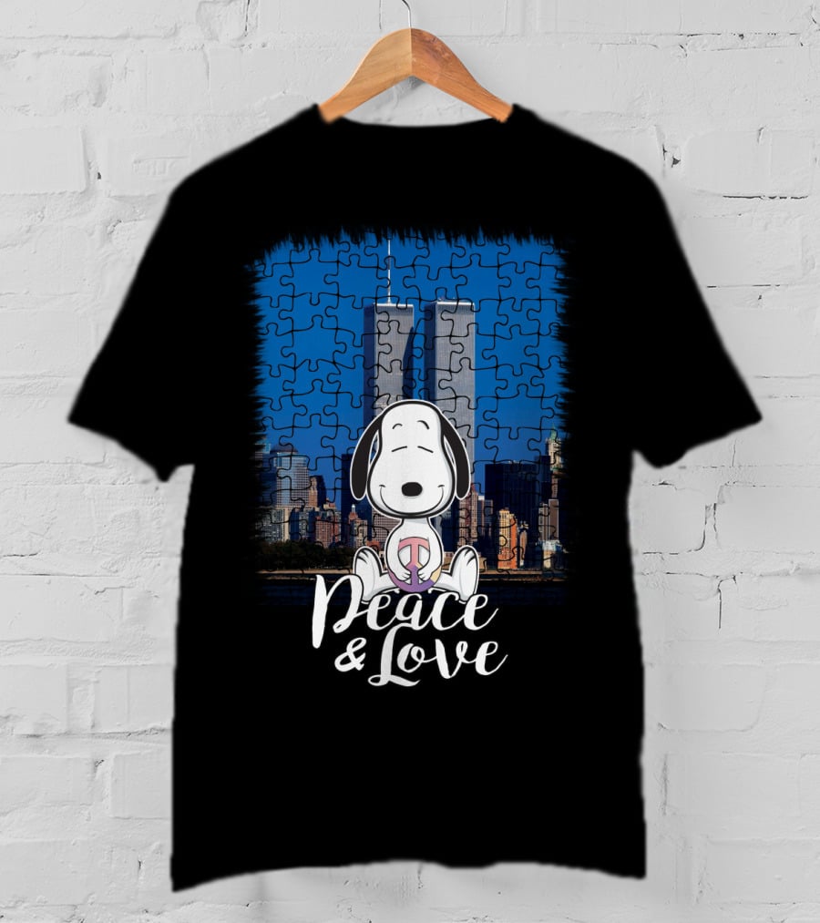 Peace And Love Snoopy 11th September The Peanuts Movie Twin Towers T-Shirt