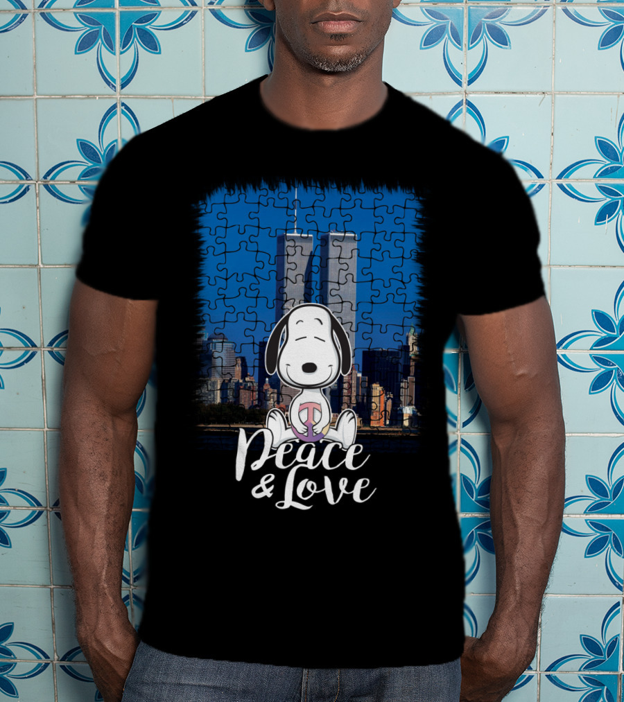 Peace And Love Snoopy 11th September The Peanuts Movie Twin Towers T-Shirt