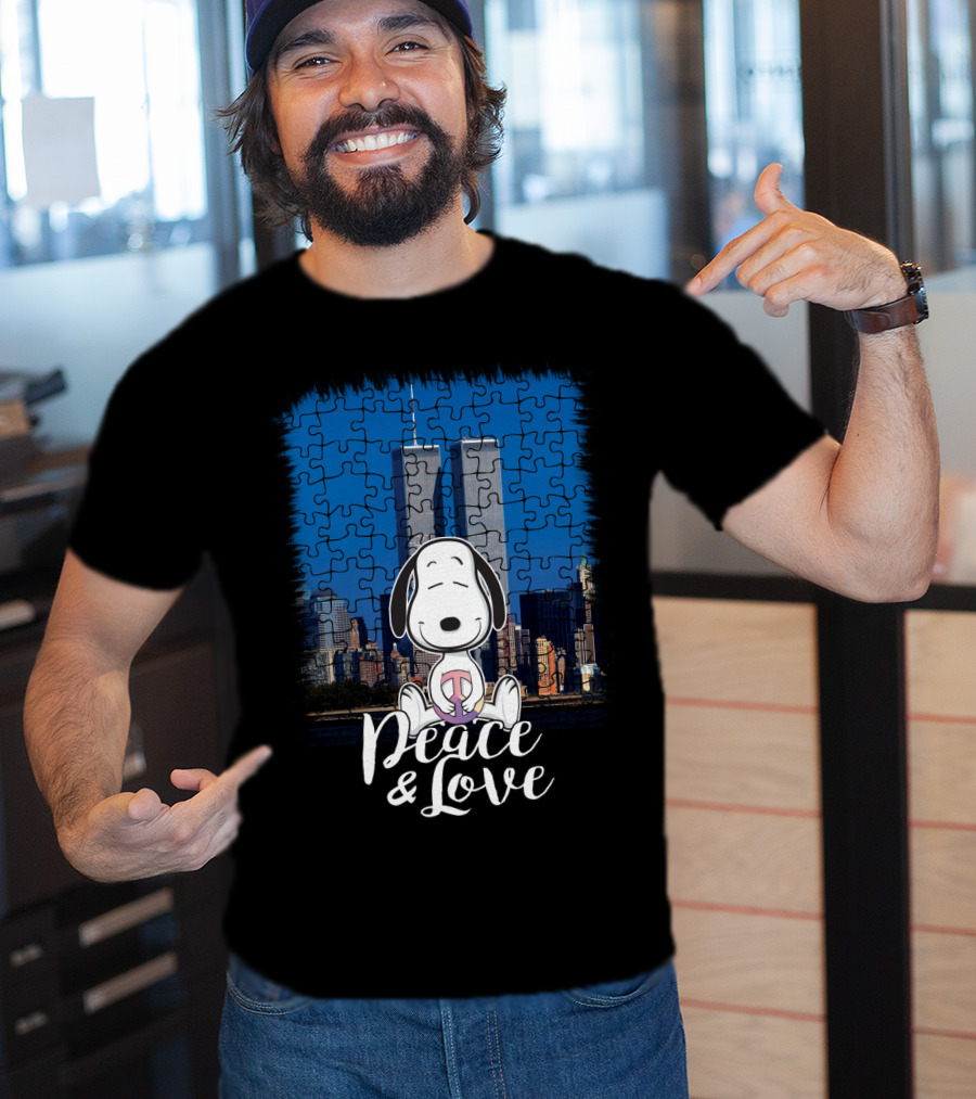 Peace And Love Snoopy 11th September The Peanuts Movie Twin Towers T-Shirt