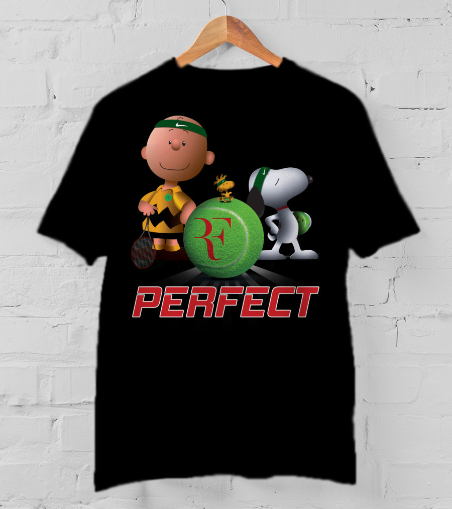 Perfect Roger Federer Tennis Pro Snoopy Charlie Brown Peanuts T-Shirt