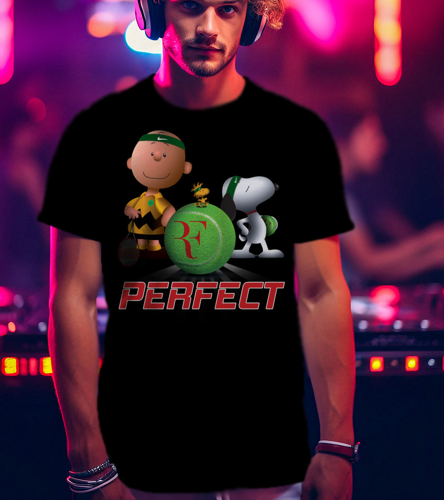 Perfect Roger Federer Tennis Pro Snoopy Charlie Brown Peanuts T-Shirt