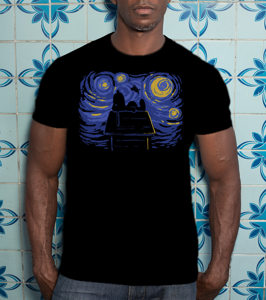 Van Gogh Starry Night Snoopy Peanuts Iconic T-Shirt