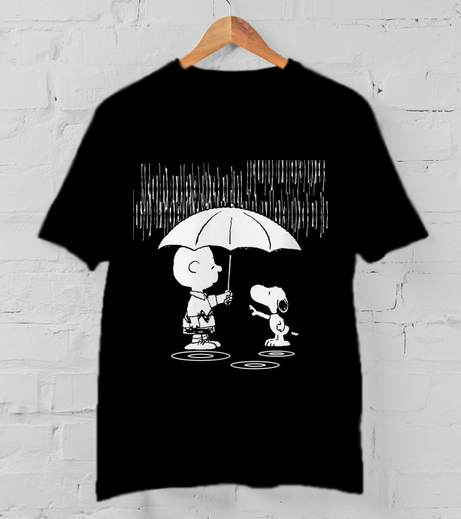 Waiting For You Under The Rainstorm Snoopy And Charlie Brown The Peanuts Movie T-Shirt