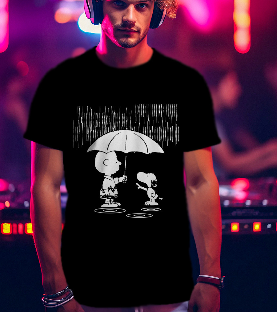 Waiting For You Under The Rainstorm Snoopy And Charlie Brown The Peanuts Movie T-Shirt
