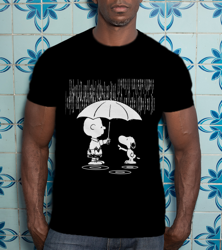 Waiting For You Under The Rainstorm Snoopy And Charlie Brown The Peanuts Movie T-Shirt