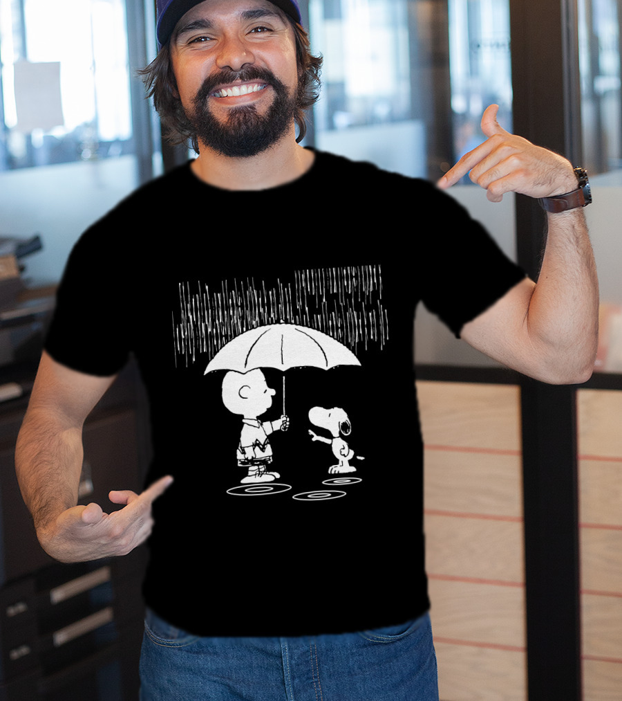 Waiting For You Under The Rainstorm Snoopy And Charlie Brown The Peanuts Movie T-Shirt