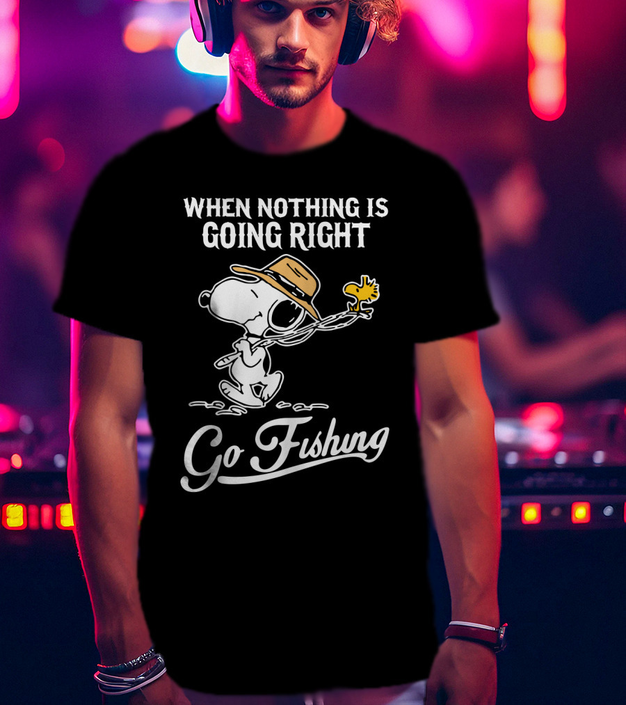 When Nothing Is Going Right Go Fishing Snoopy Peanuts T-Shirt