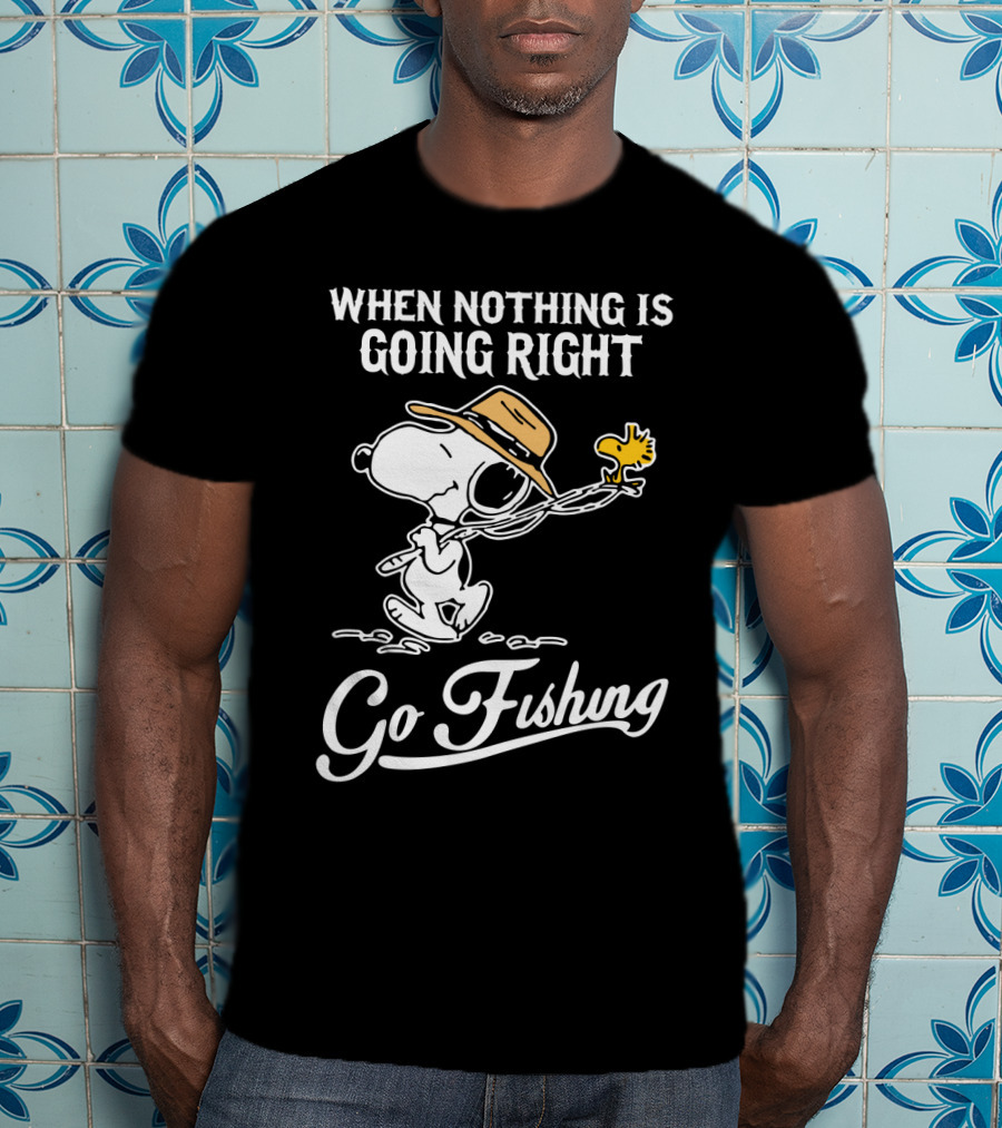 When Nothing Is Going Right Go Fishing Snoopy Peanuts T-Shirt