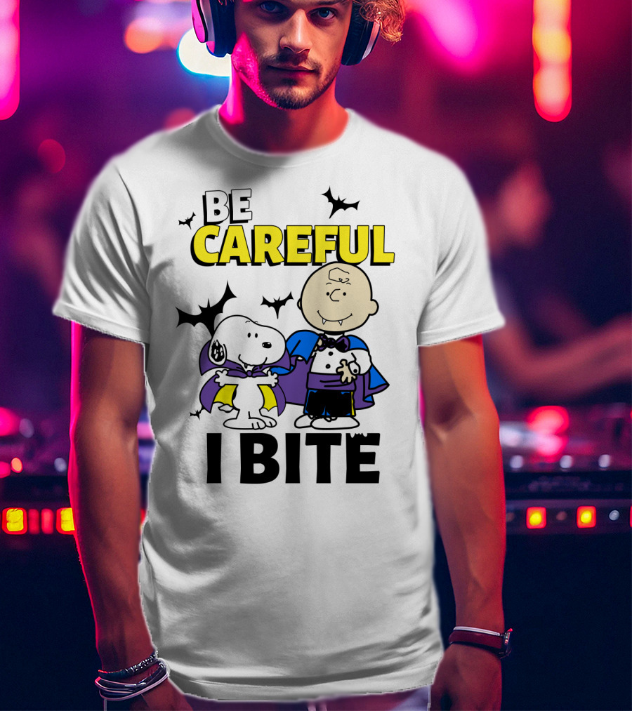 Be Careful I Bite Snoopy And Charlie Brown Halloween Peanuts Movie T-Shirt