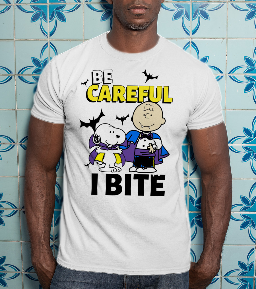Be Careful I Bite Snoopy And Charlie Brown Halloween Peanuts Movie T-Shirt