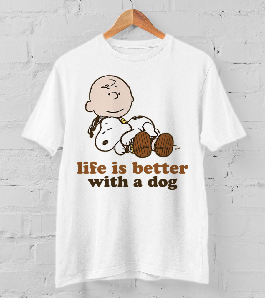 Life Is Better With A Dog Snoopy Charlie Brown Peanuts T-Shirt