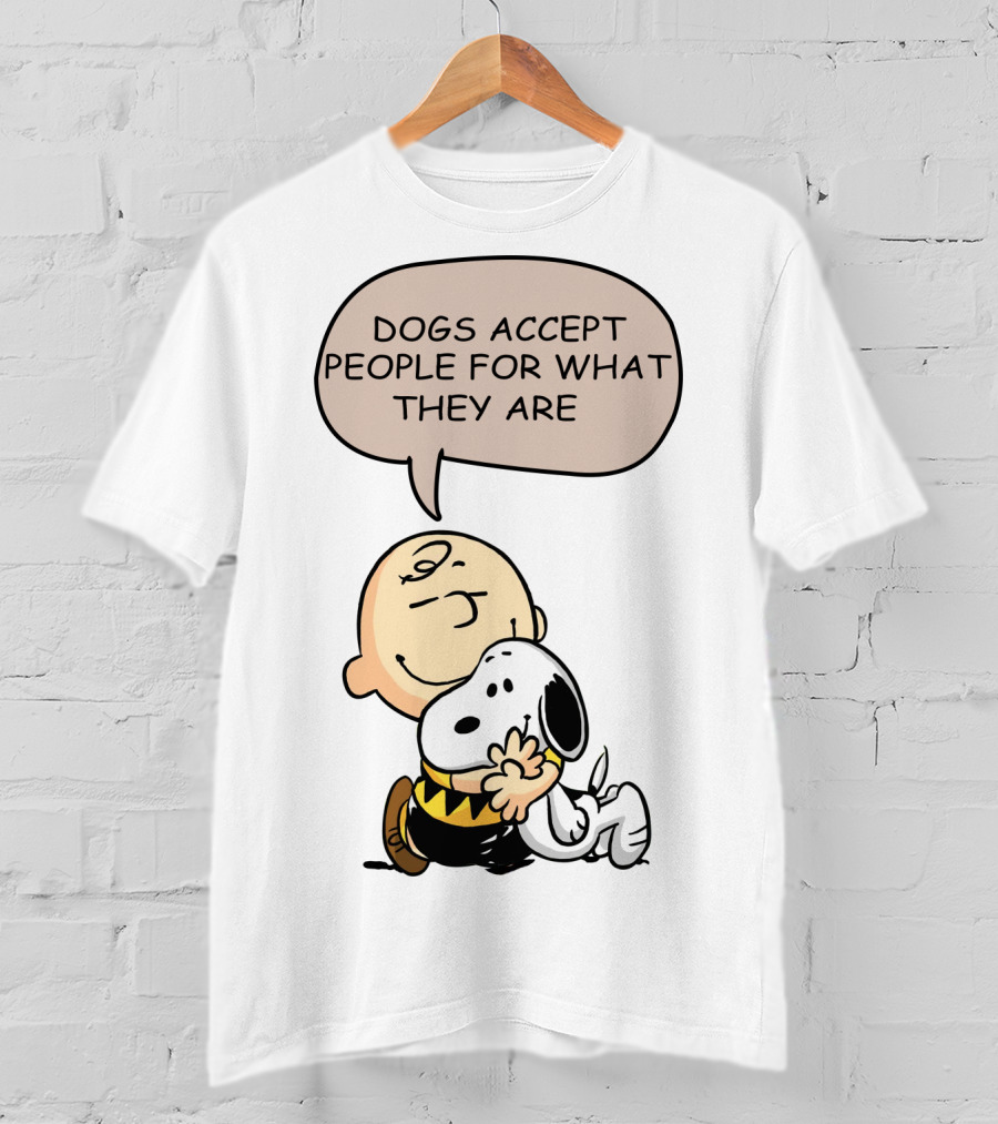 Snoopy Peanuts Dogs Accept People For What They Are Hugging Scene T-Shirt