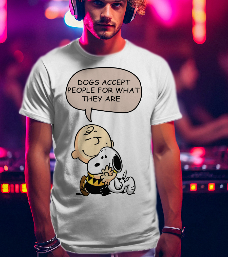 Snoopy Peanuts Dogs Accept People For What They Are Hugging Scene T-Shirt