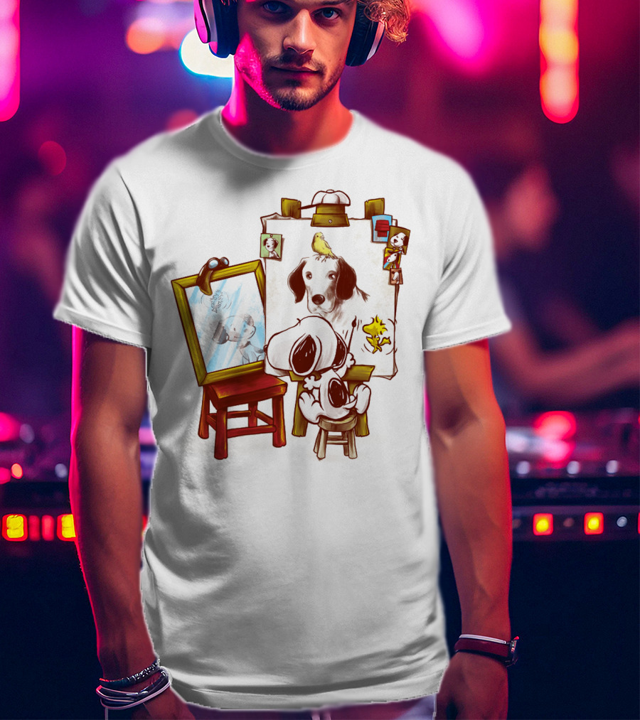 Snoopy Drawing Himself With Woodstock From The Peanuts Movie T-Shirt