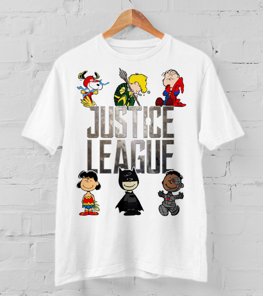 Justice League Peanuts Characters Featuring Snoopy Linus And Friends T-Shirt