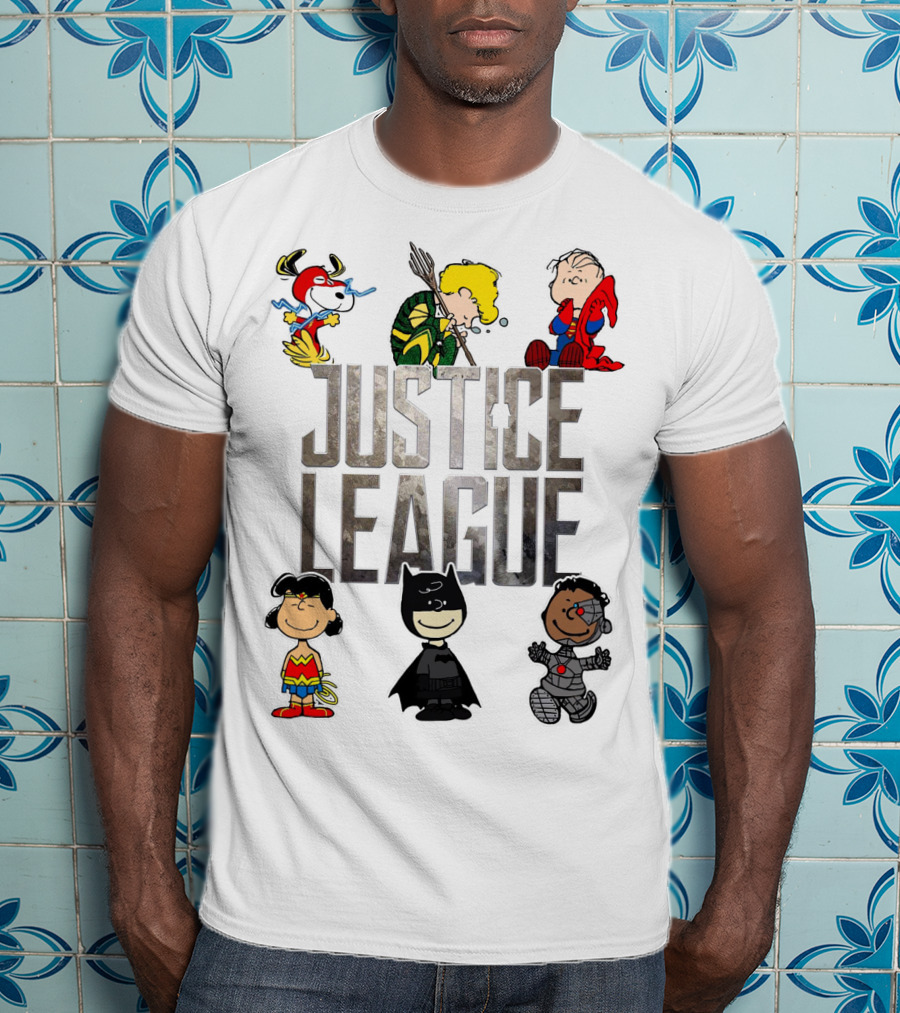 Justice League Peanuts Characters Featuring Snoopy Linus And Friends T-Shirt