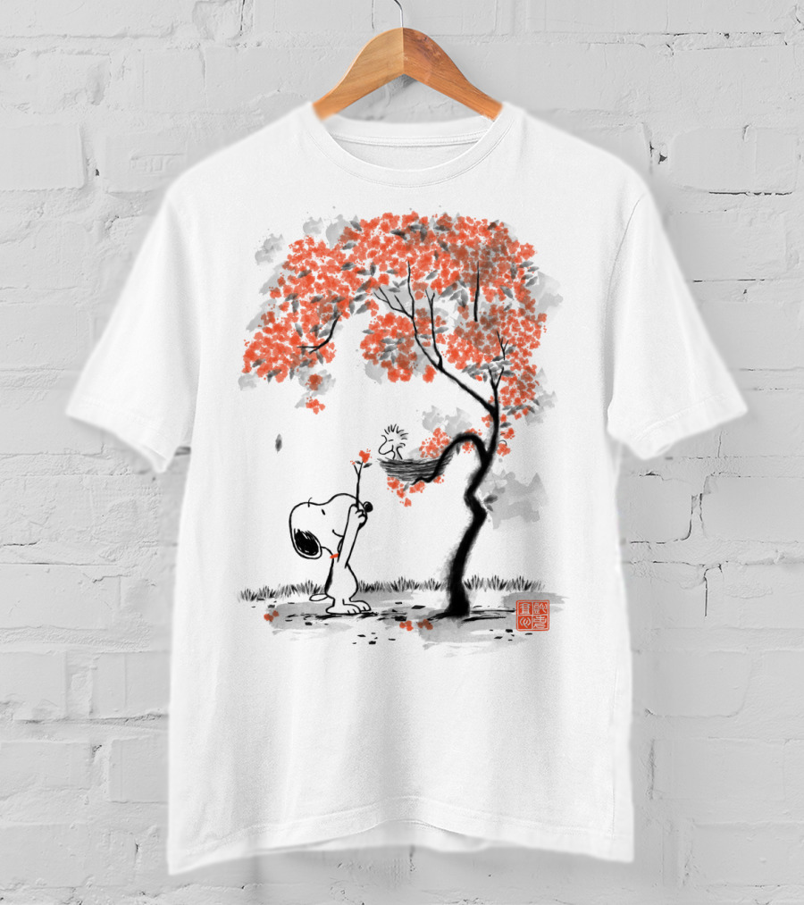 Snoopy Sumi E Tree Japanese Style The Peanuts Movie T-Shirt