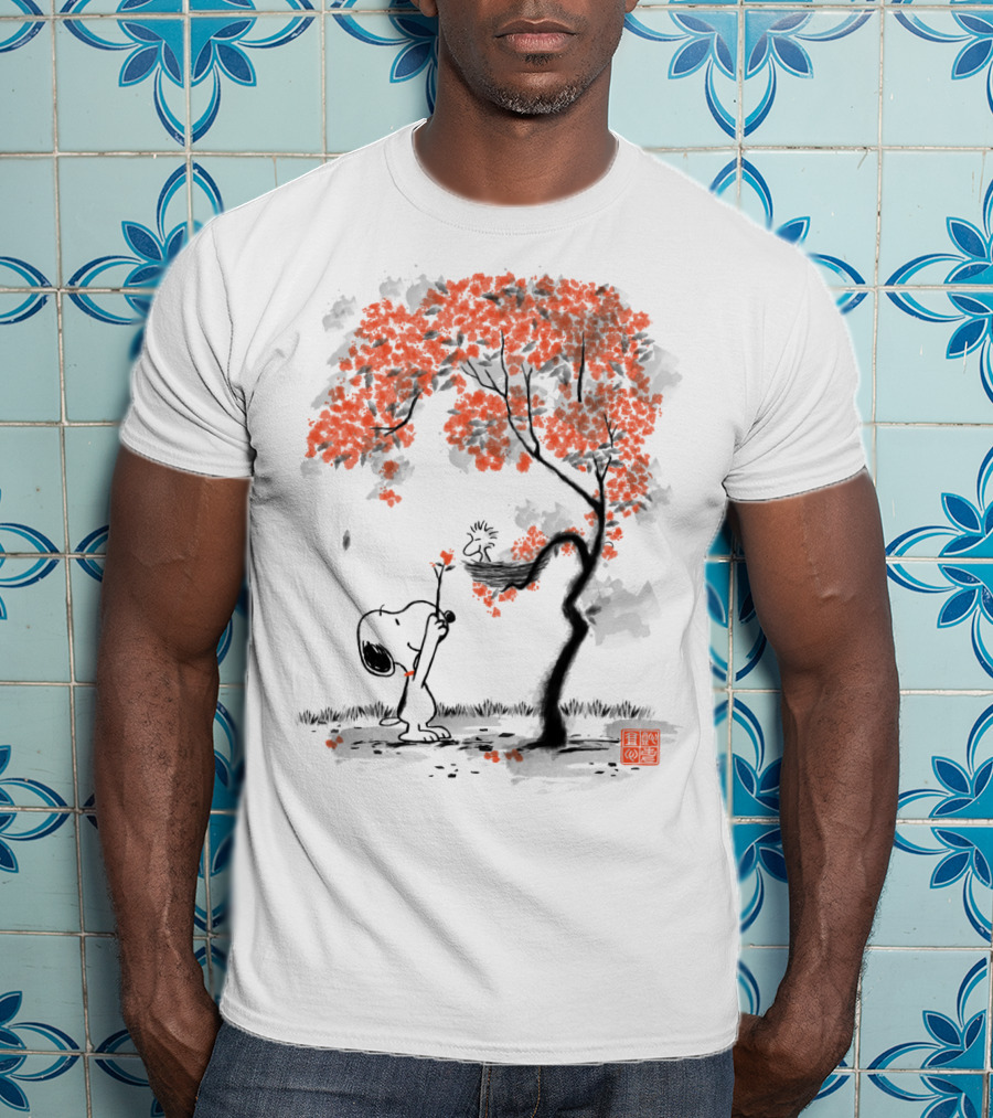 Snoopy Sumi E Tree Japanese Style The Peanuts Movie T-Shirt