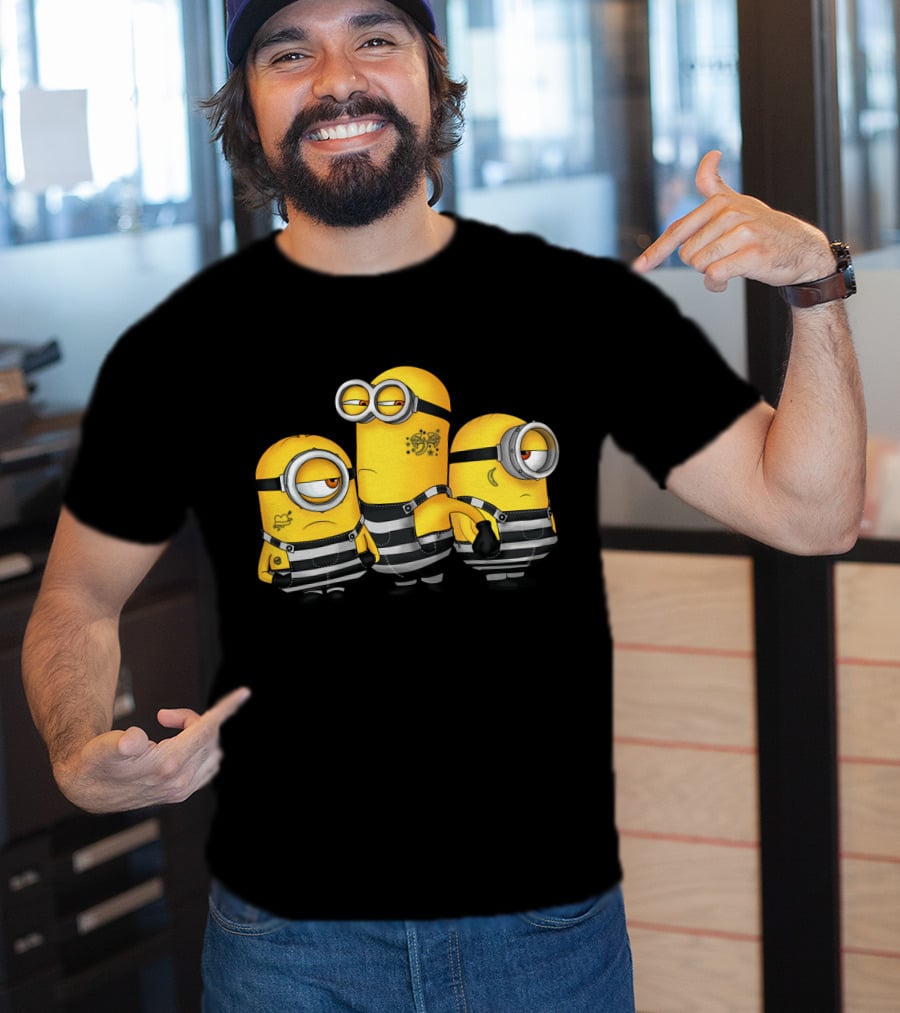 Guilty Wanted Minions Despicable Me Prison Stripes Crime Scene T-Shirt