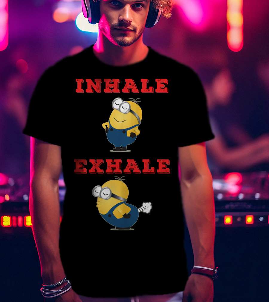 Minions Inhale Exhale Yoga Humor Despicable Me T-Shirt