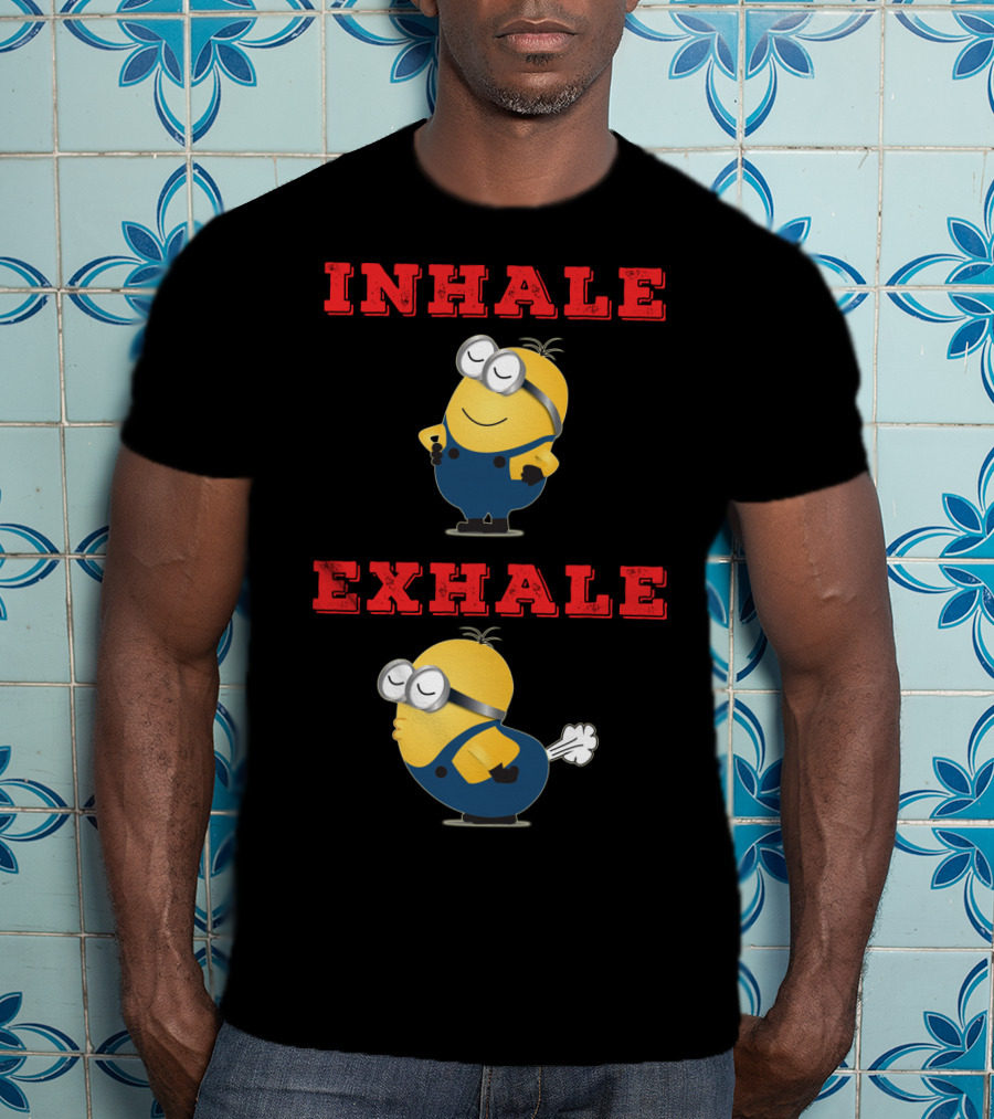 Minions Inhale Exhale Yoga Humor Despicable Me T-Shirt