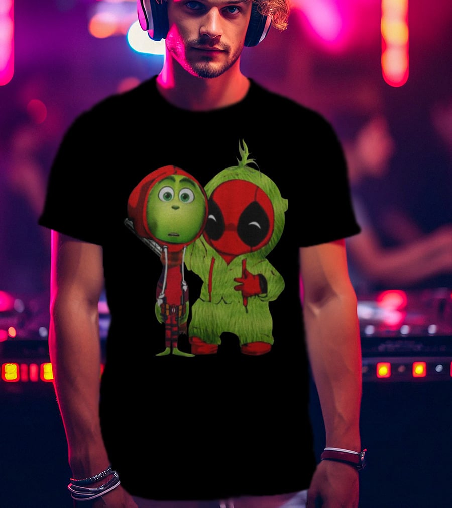 Baby Deadpool And Grinch Mashup Playful Duo T-Shirt