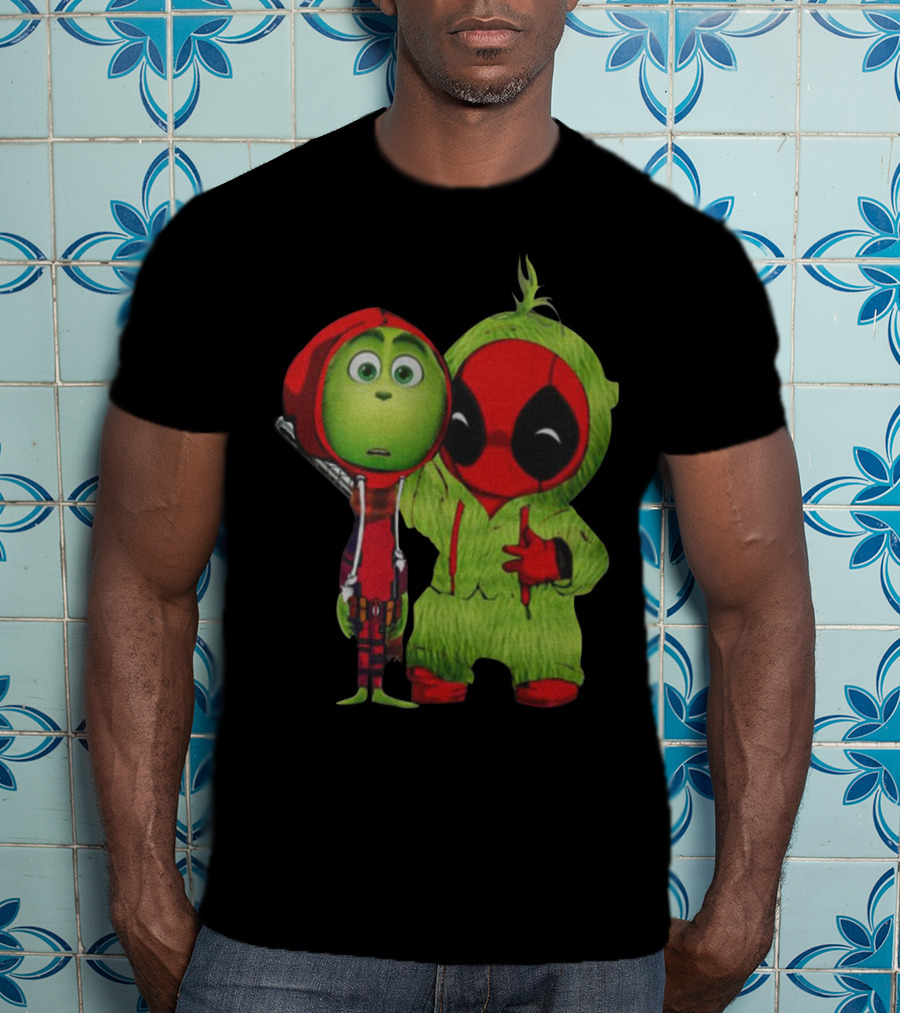 Baby Deadpool And Grinch Mashup Playful Duo T-Shirt