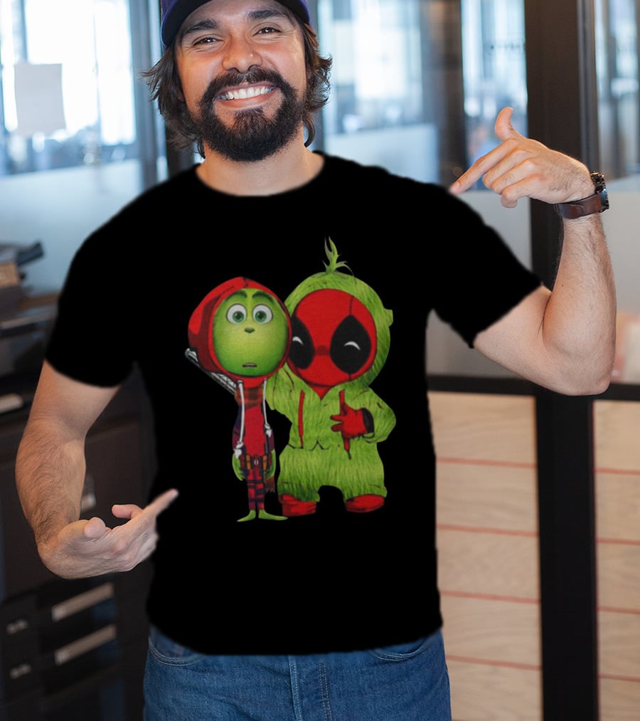Baby Deadpool And Grinch Mashup Playful Duo T-Shirt