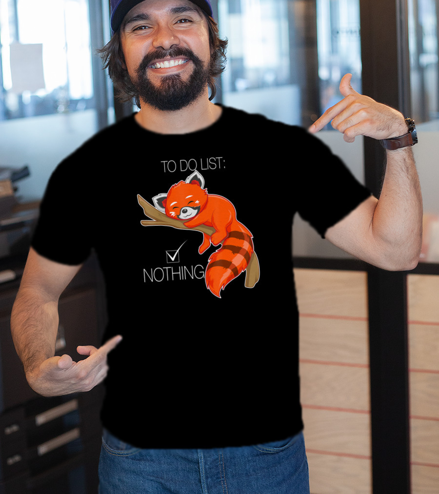 Red Panda To Do List Nothing Sleep Lazy Day T-Shirt