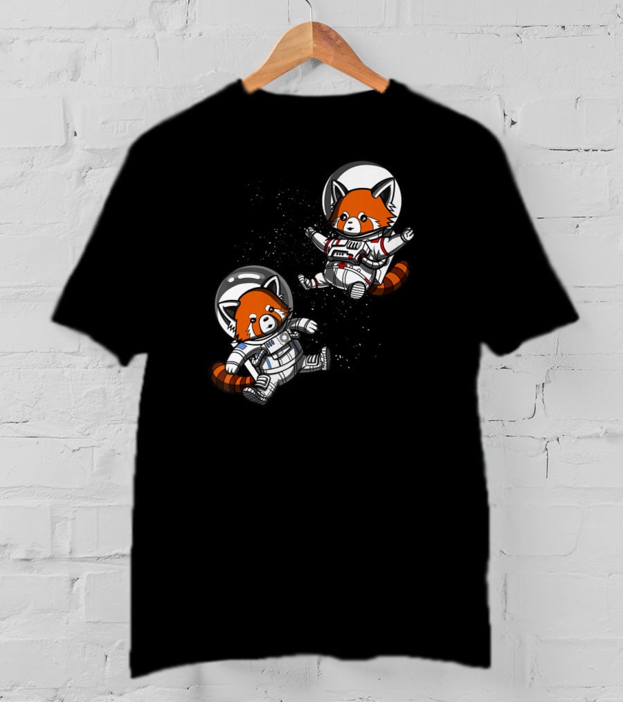 Red Panda Space Astronauts Cosmic Adventure T-Shirt
