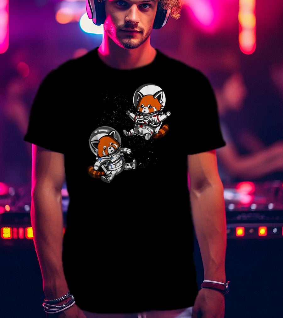 Red Panda Space Astronauts Cosmic Adventure T-Shirt