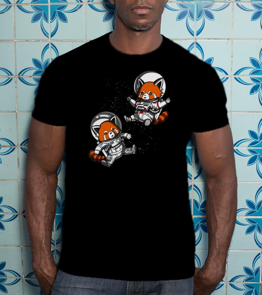 Red Panda Space Astronauts Cosmic Adventure T-Shirt