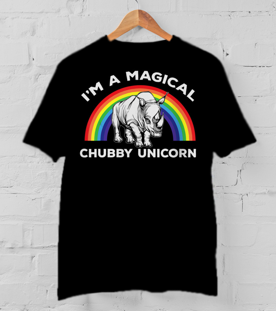 Magical Chubby Unicorn Rainbow Rhino T-Shirt